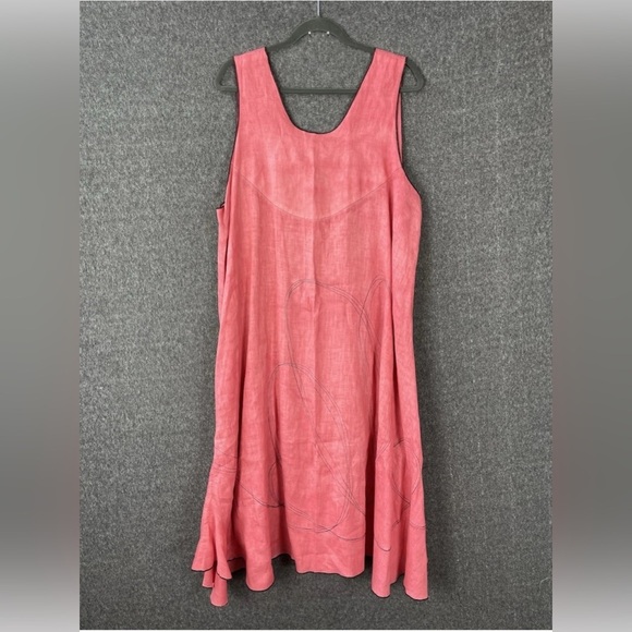 Cynthia Ashby Deep Salmon Sleeveless Flowy Lightweight Linen Midi Dress Large - Picture 6 of 9